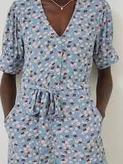 FatFace Blue Lena Tonal Floral Jumpsuit - Image 5 of 5