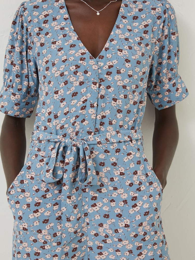 FatFace Blue Lena Tonal Floral Jumpsuit - Image 5 of 5
