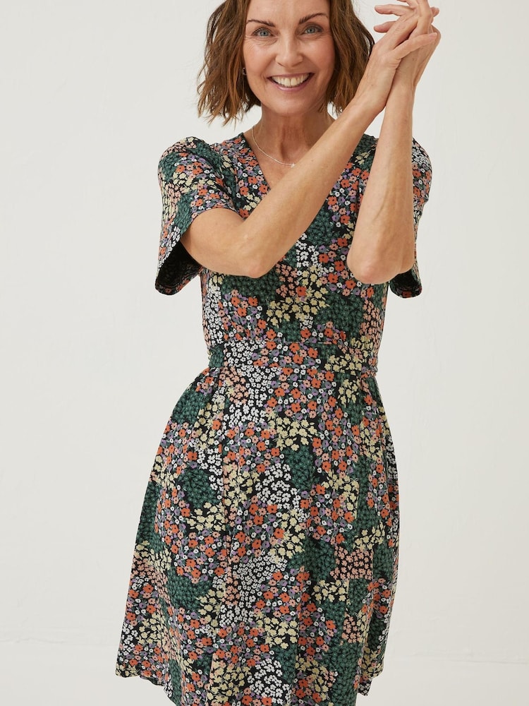 FatFace Black Patchwork Fiona Jersey Dress - Image 1 of 6
