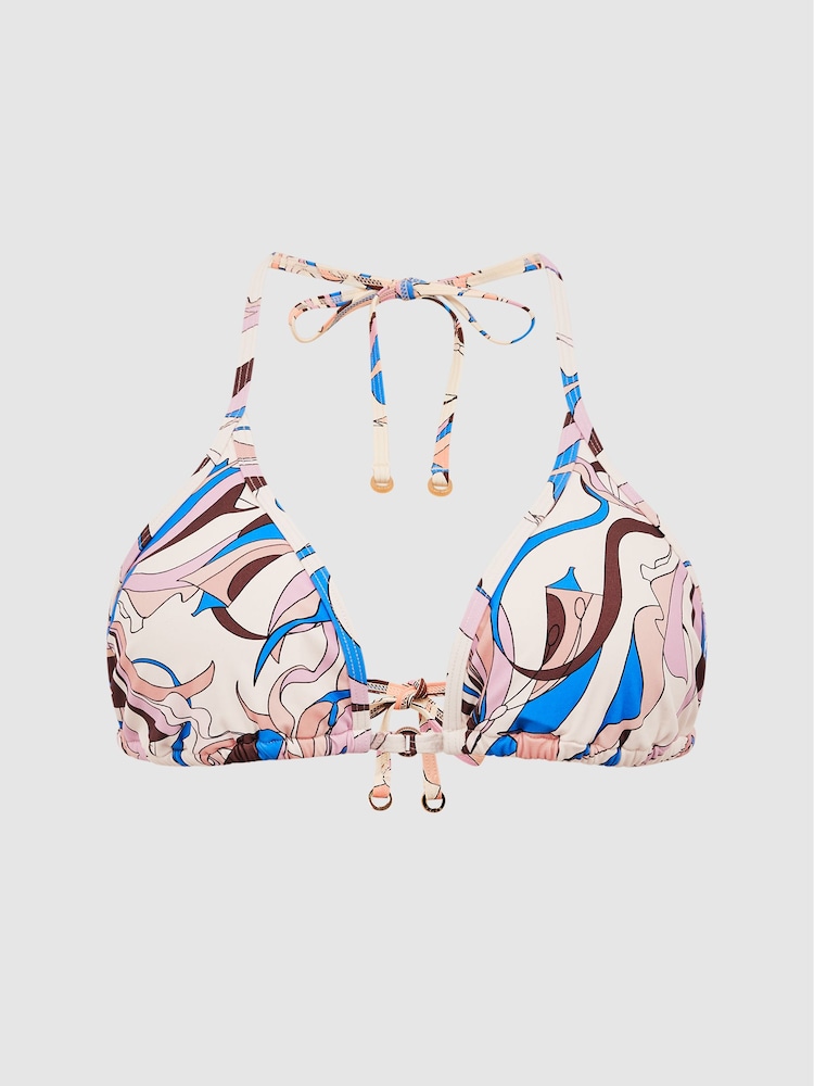 Reiss Multi Thia Abstract Print Triangle Bikini Top - Image 2 of 6
