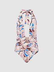 Reiss Multi Isabel Plunge Neck Abstract Print Swimsuit - Image 2 of 6
