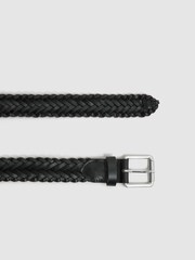 Reiss Black Carlton Woven Leather Belt - Image 3 of 4