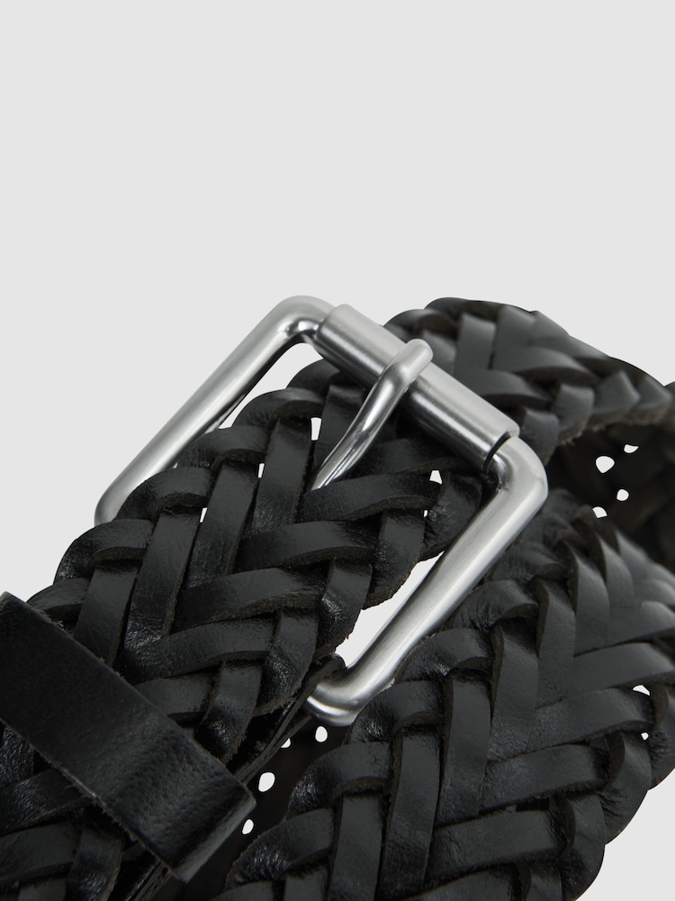 Reiss Black Carlton Woven Leather Belt - Image 4 of 4 Reiss Black Carlton Woven Leather Belt - Image 4 of 4
