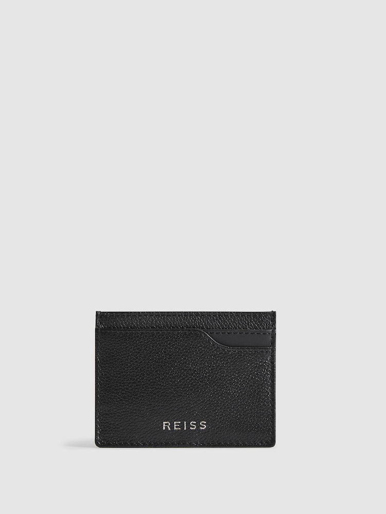 Reiss Black Cabot Leather Card Holder - Image 1 of 2