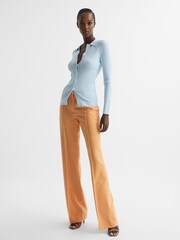 Reiss Light Blue Sandy Ribbed Button Through Shirt - Image 3 of 7
