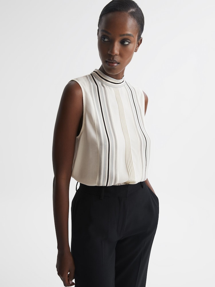 Reiss Ivory Mollie Sheer Striped Blouse - Image 1 of 5