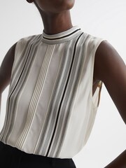 Reiss Ivory Mollie Sheer Striped Blouse - Image 4 of 5