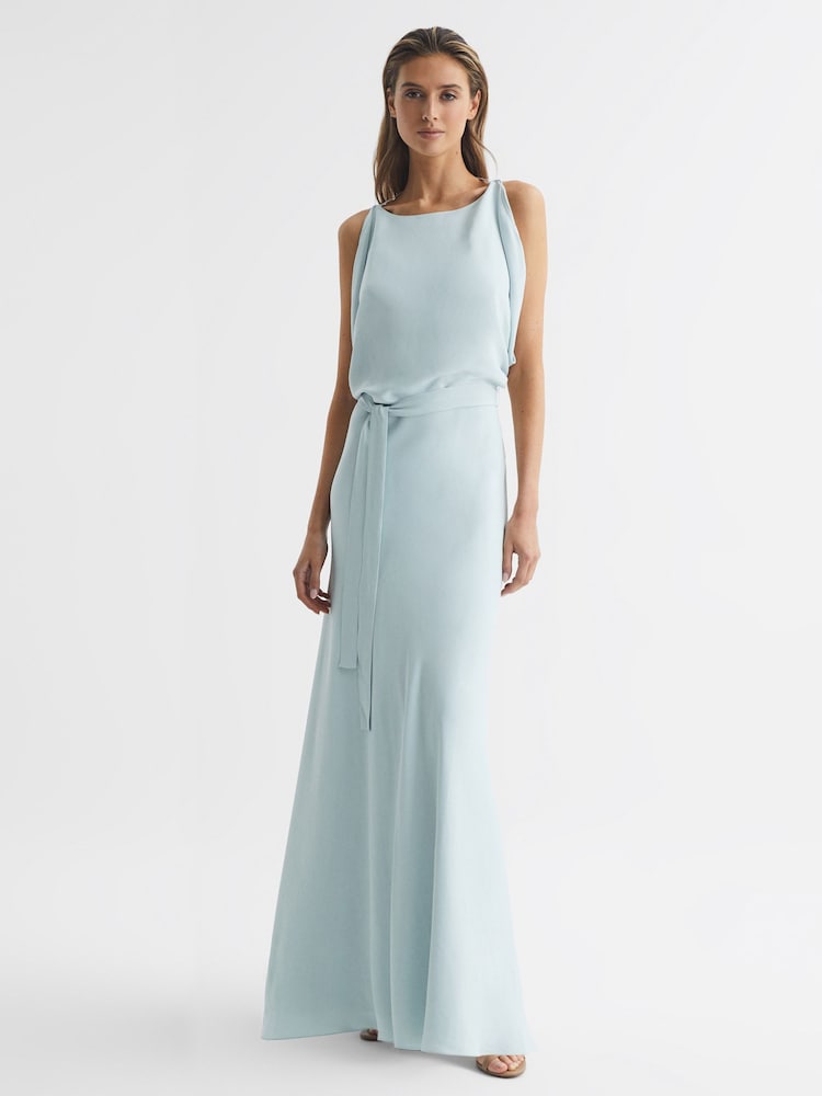 Reiss Green Ida Cowl Neck Bridesmaid Maxi Dress - Image 1 of 6