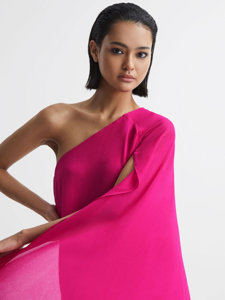 reiss pink cape dress Reiss Pink Petite Satin Cape Maxi Dress