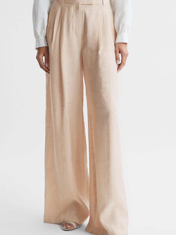 Reiss Nude Izzie Wide Leg Occasion Trousers - Image 1 of 7