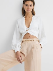 Reiss Nude Izzie Wide Leg Occasion Trousers - Image 4 of 7