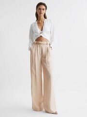 Reiss Nude Izzie Wide Leg Occasion Trousers - Image 4 of 7