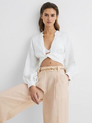 Reiss Nude Izzie Wide Leg Occasion Trousers - Image 6 of 7