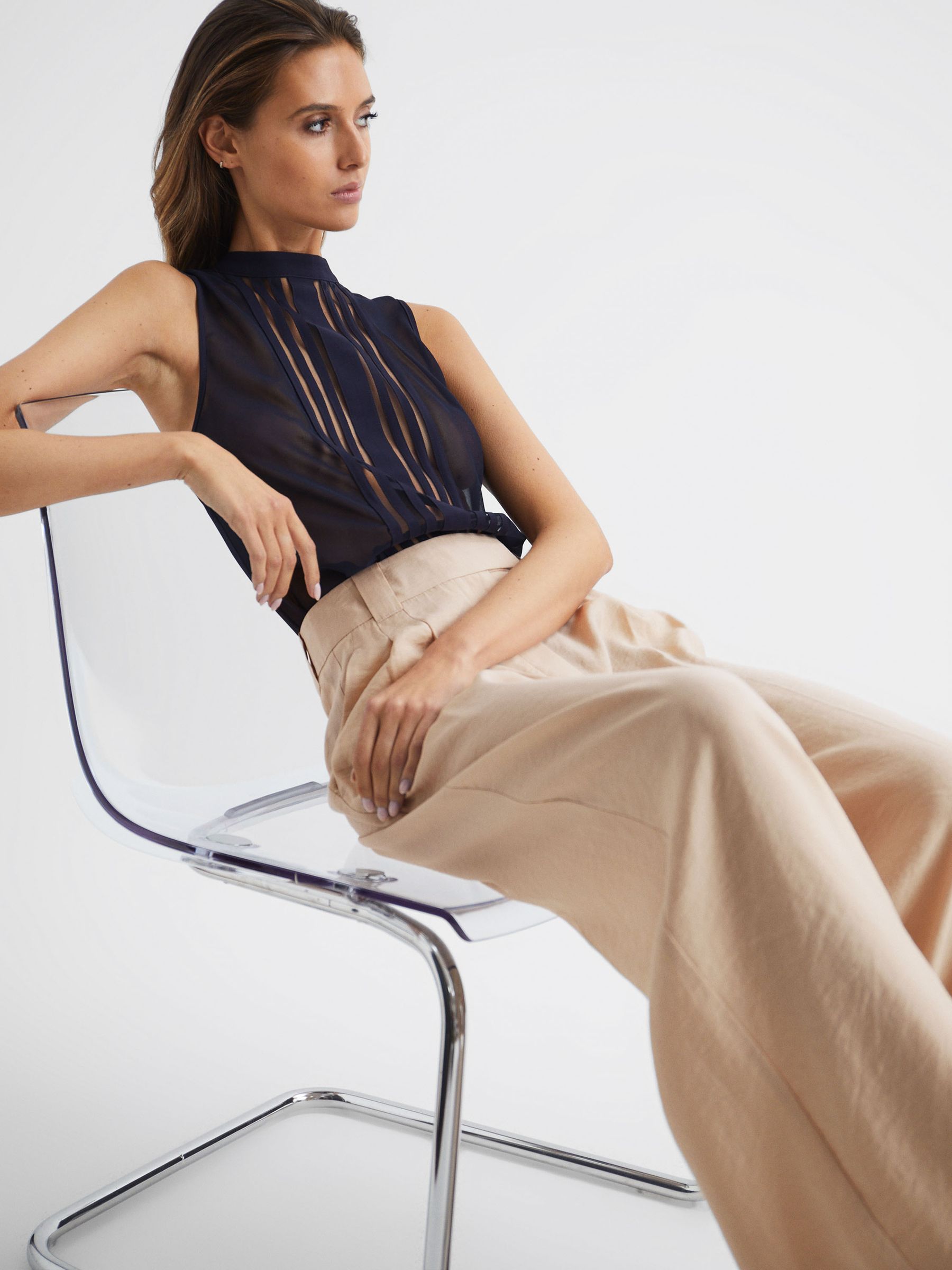 Buy Reiss Nude Izzie Wide Leg Occasion Trousers from the Next UK online