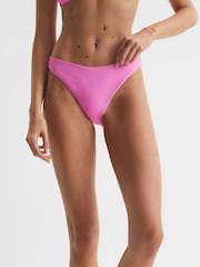 Reiss Pink Carina High Cut Bikini Bottoms - Image 1 of 5