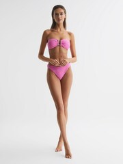 Reiss Pink Carina High Cut Bikini Bottoms - Image 3 of 5