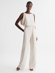 Reiss Ivory Koa Wide Leg Bridal Jumpsuit - Image 1 of 6