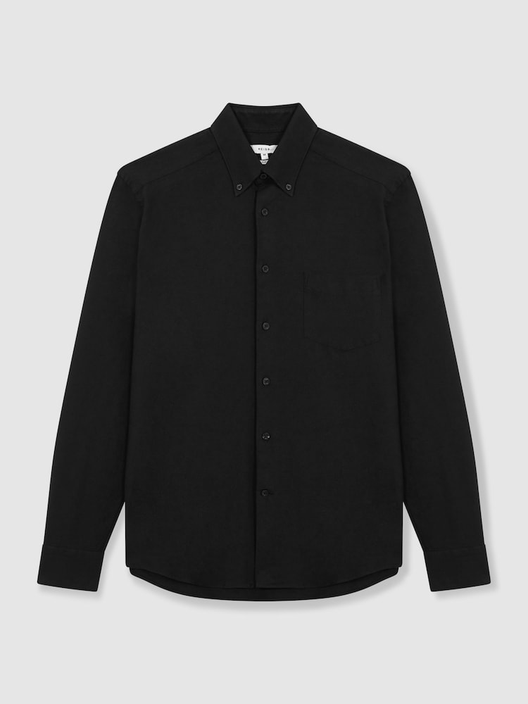 Reiss Black Greenwich Soft Wash Button Down Oxford Shirt - Image 2 of 7