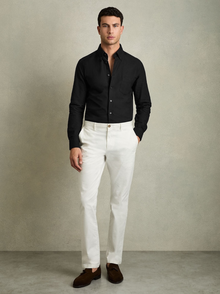 Reiss Black Greenwich Soft Wash Button Down Oxford Shirt - Image 4 of 7