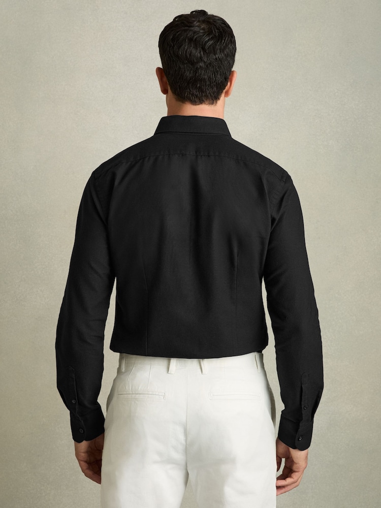 Reiss Black Greenwich Soft Wash Button Down Oxford Shirt - Image 5 of 7