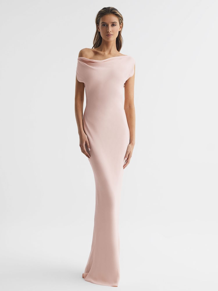 Reiss Nude Loretta Off-The-Shoulder Maxi Dress - Image 1 of 6