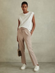 Reiss Mink Hailey Tapered Pull-On Trousers - Image 1 of 7