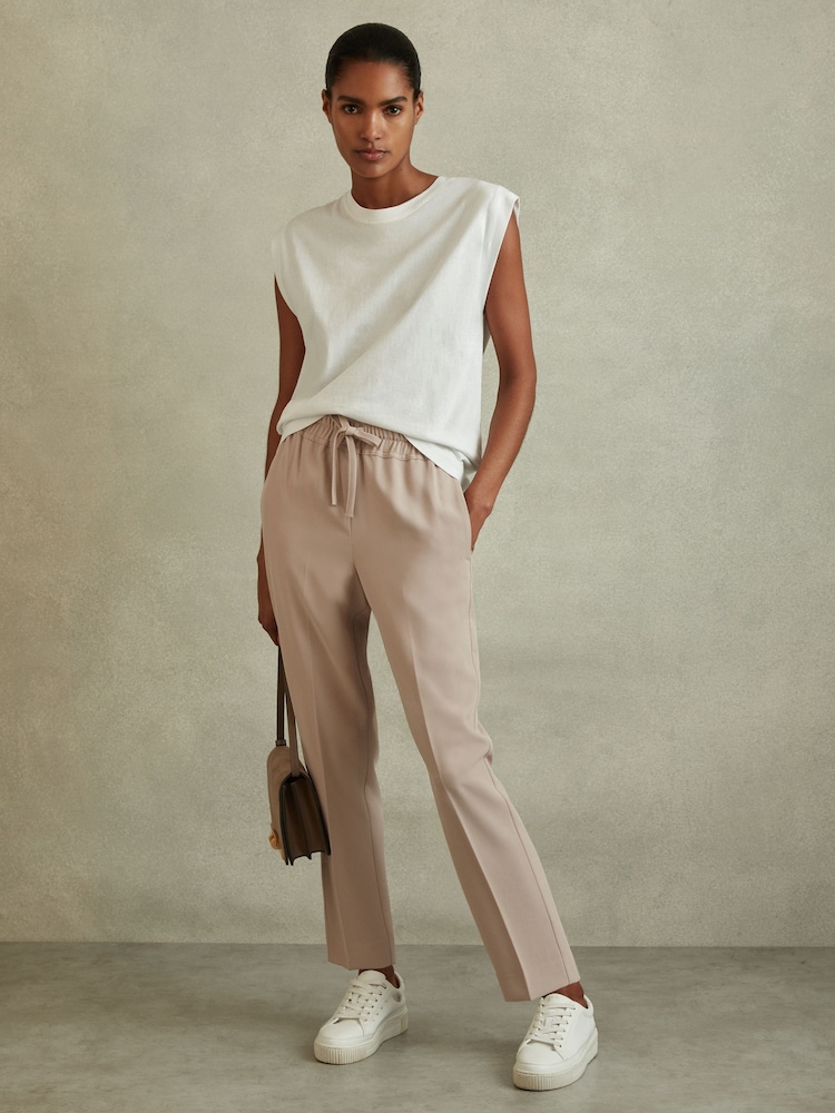 Reiss Mink Hailey Tapered Pull-On Trousers - Image 1 of 7