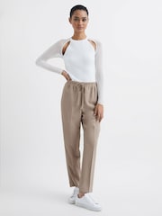 Reiss Mink Hailey Tapered Pull-On Trousers - Image 7 of 7