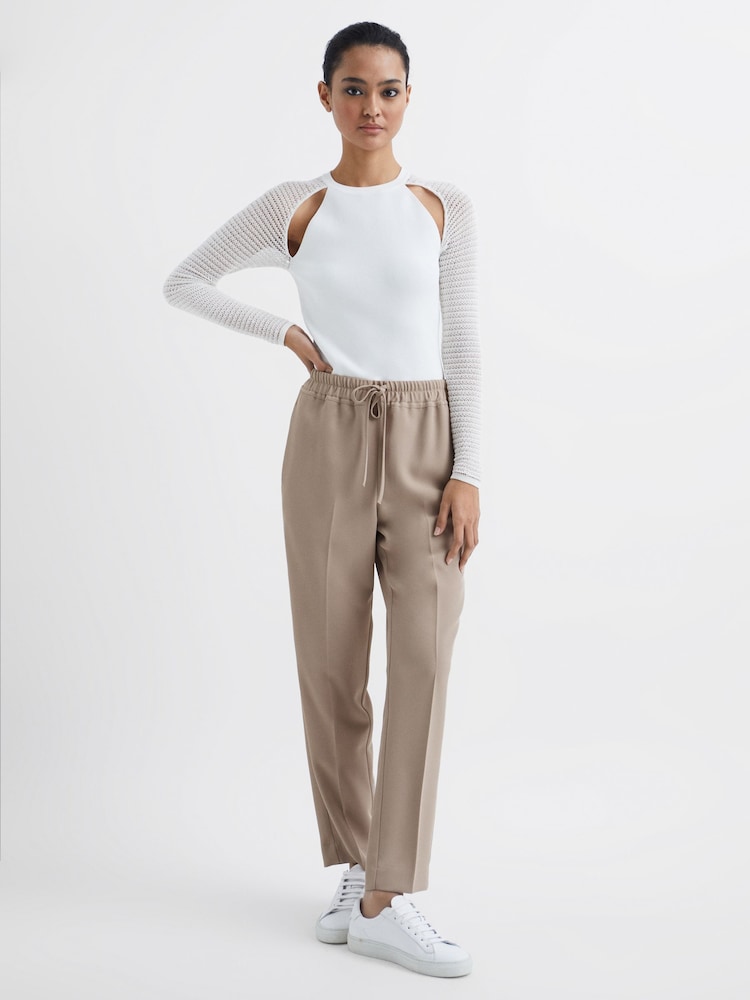 Reiss Mink Hailey Tapered Pull-On Trousers - Image 7 of 7