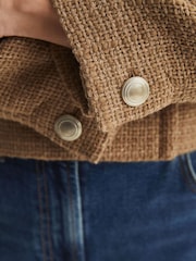 Reiss Camel Esmie Cropped Double Breasted Jacket - Image 4 of 6