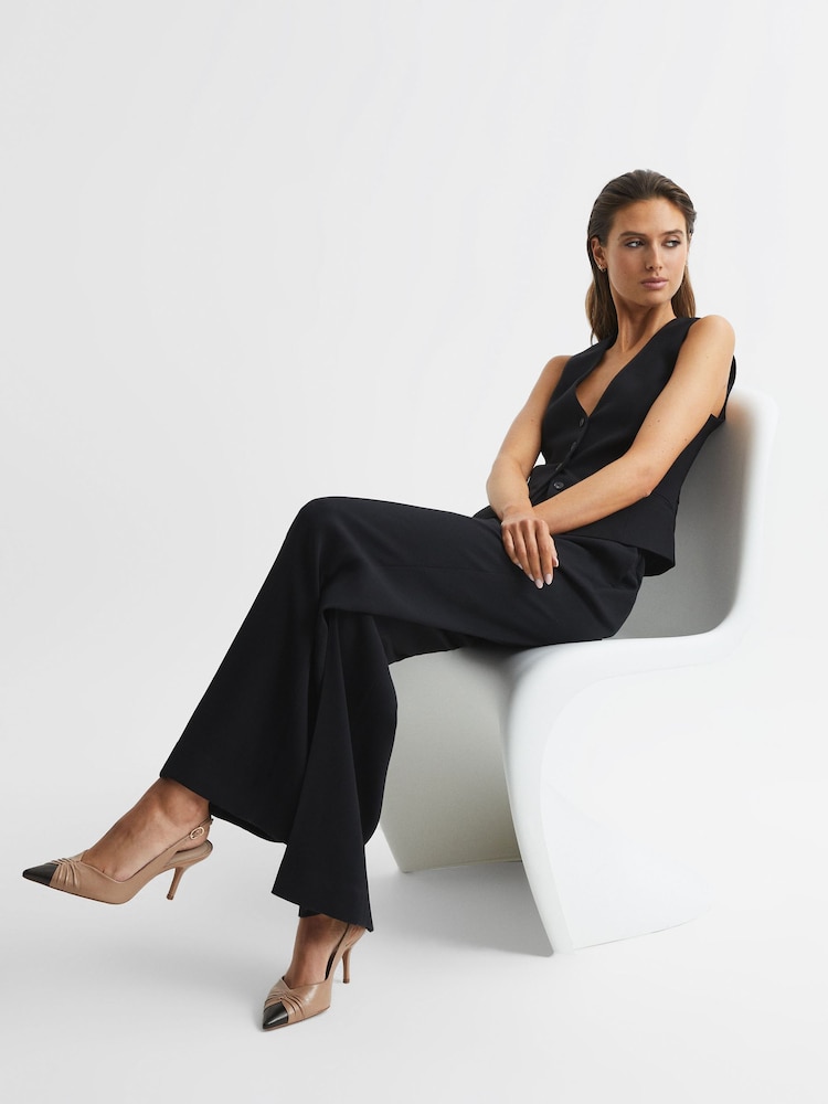 Reiss Nude Delilah Mid Heel Leather Sling Back Court Shoes - Image 2 of 6