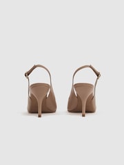 Reiss Nude Delilah Mid Heel Leather Sling Back Court Shoes - Image 4 of 6