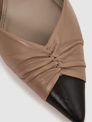 Reiss Nude Delilah Mid Heel Leather Sling Back Court Shoes - Image 6 of 6