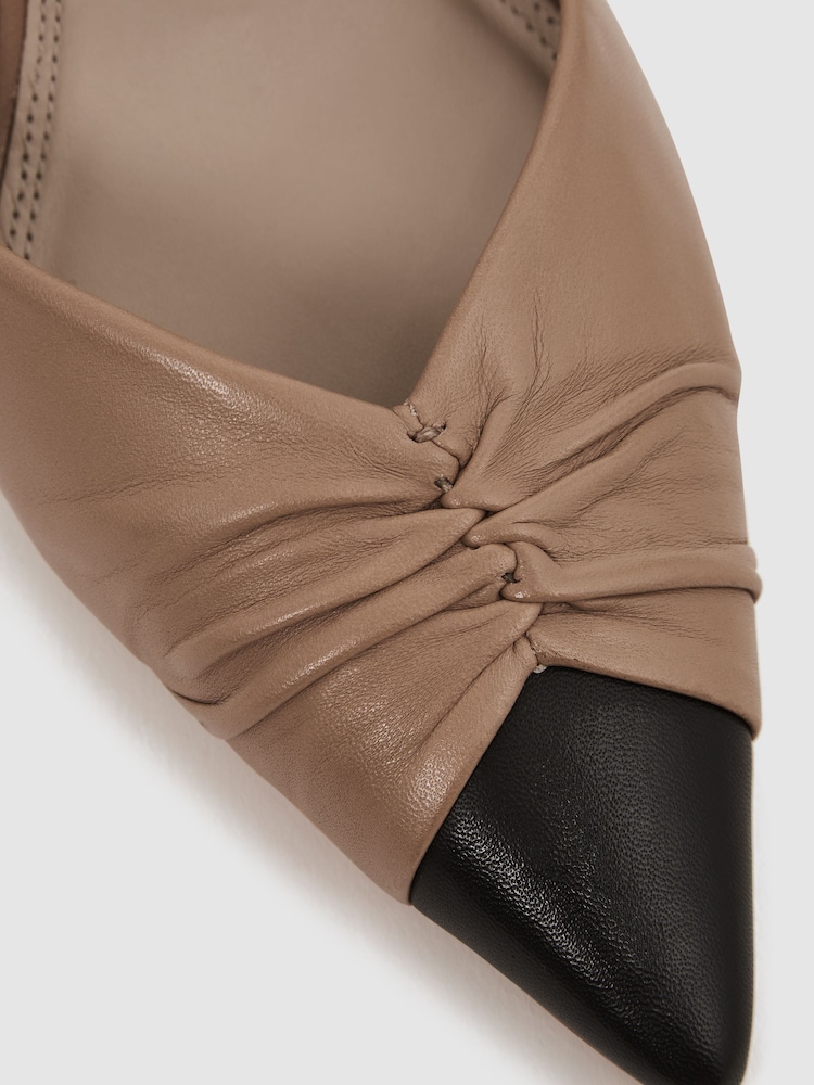 Reiss Nude Delilah Mid Heel Leather Sling Back Court Shoes - Image 6 of 6