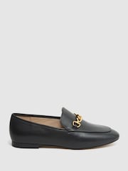 Reiss Black Evan Chain Detail Loafers - Image 1 of 6