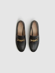 Reiss Black Evan Chain Detail Loafers - Image 4 of 6