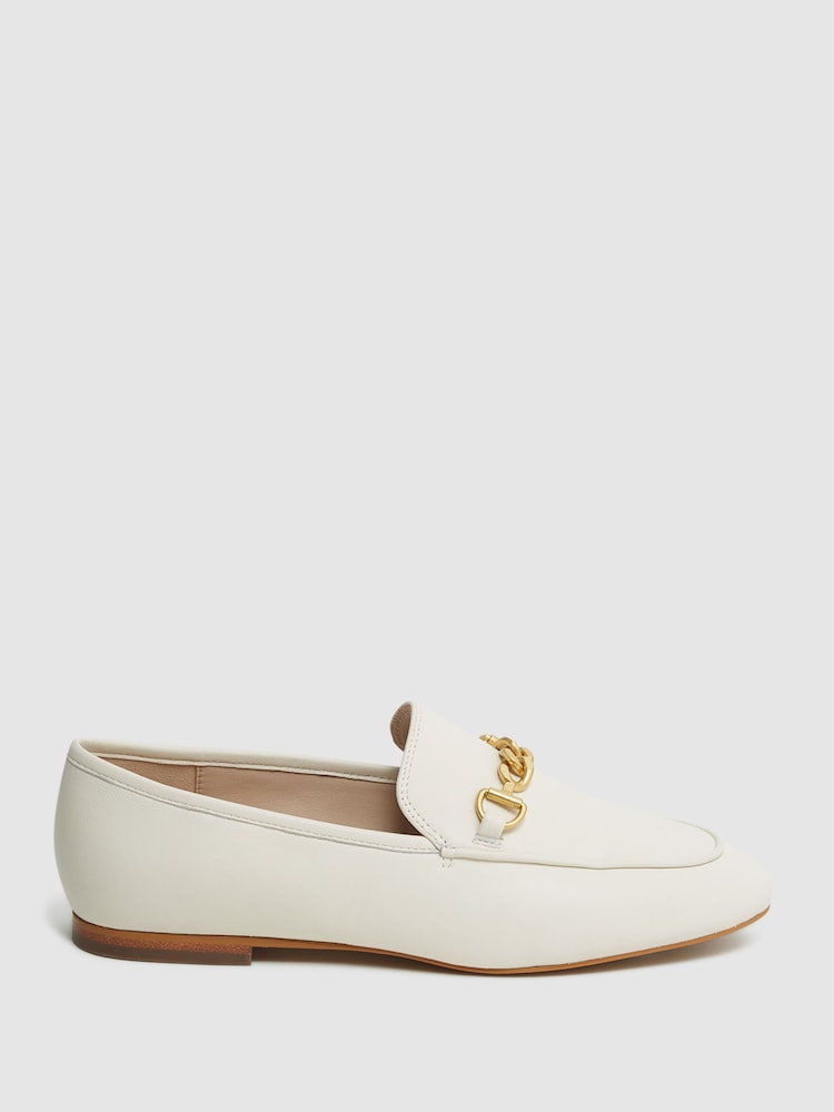 Reiss Off White Evan Chain Detail Loafers - Image 1 of 6