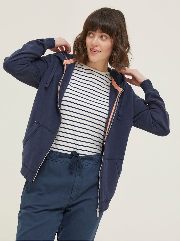 FatFace Amy Dark Blue Zip Through Hoodie - Image 1 of 5 FatFace Amy Dark Blue Zip Through Hoodie - Image 1 of 5