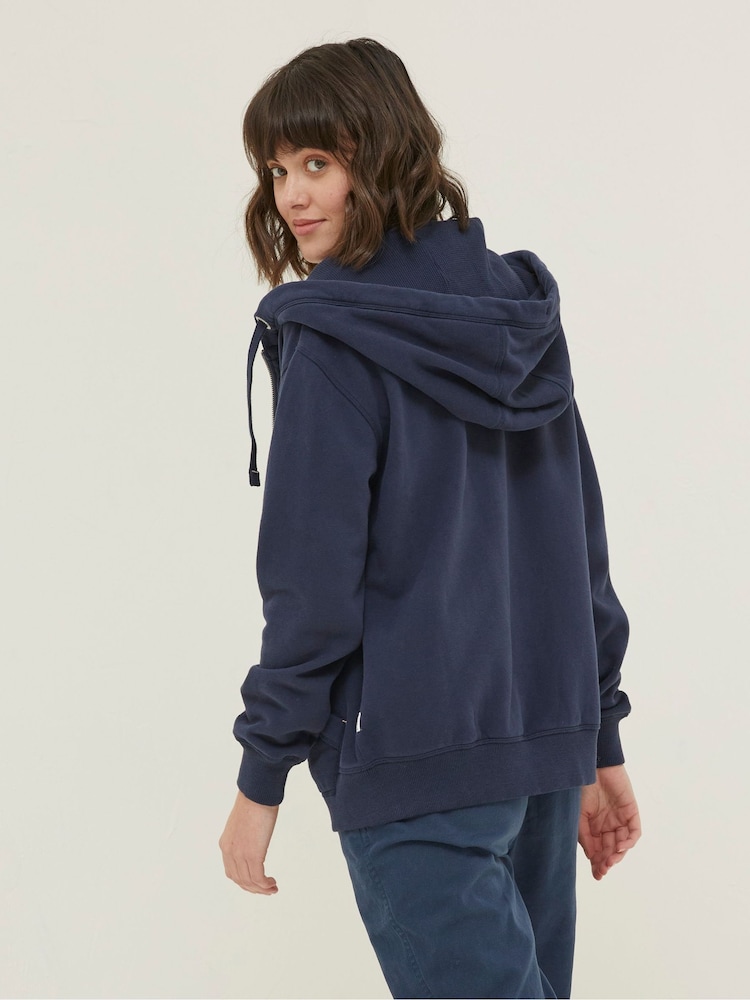 FatFace Amy Dark Blue Zip Through Hoodie - Image 2 of 5