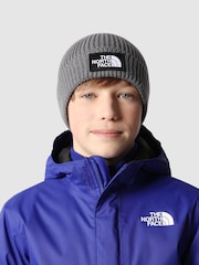 The North Face Grey Kids Box Logo Cuffed Beanie - Image 2 of 6