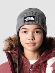 The North Face Grey Kids Box Logo Cuffed Beanie - Image 4 of 6