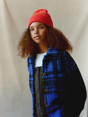 Cobalt Blue Check Teddy Borg Fleece Shacket (3-16yrs) - Image 3 of 7