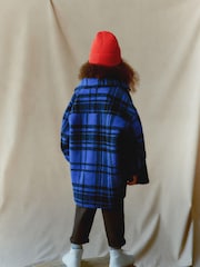 Cobalt Blue Check Teddy Borg Fleece Shacket (3-16yrs) - Image 4 of 7