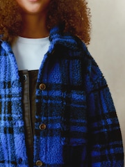 Cobalt Blue Check Teddy Borg Fleece Shacket (3-16yrs) - Image 5 of 7