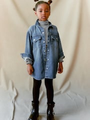 Blau Denim - Oversized-Hemdjacke (3–16 Jahre) - Bild 1 von 6