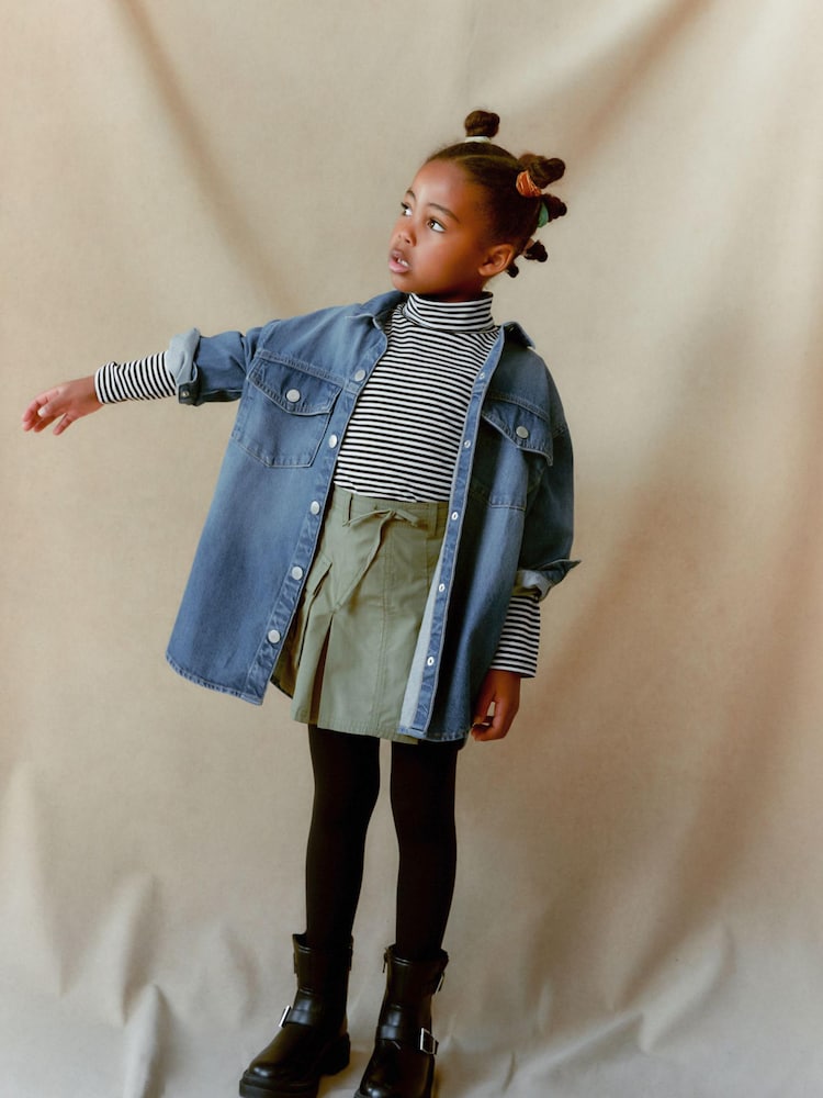 Blau Denim - Oversized-Hemdjacke (3–16 Jahre) - Bild 2 von 6