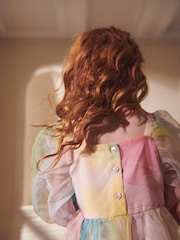 Rainbow Watercolour Tiered Organza Dress (3-16yrs) - Image 3 of 7