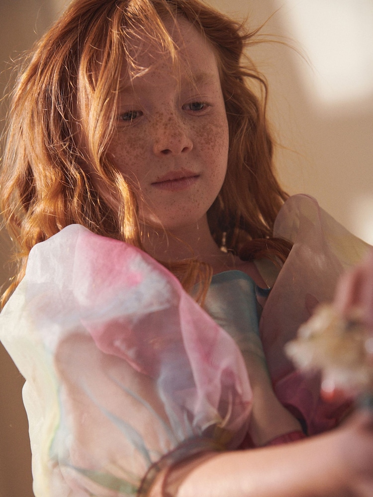 Rainbow Watercolour Tiered Organza Dress (3-16yrs) - Image 5 of 7