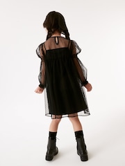 Black Shirred Mesh Dress (3-16yrs) - Image 3 of 8