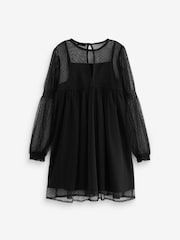 Black Shirred Mesh Dress (3-16yrs) - Image 8 of 8